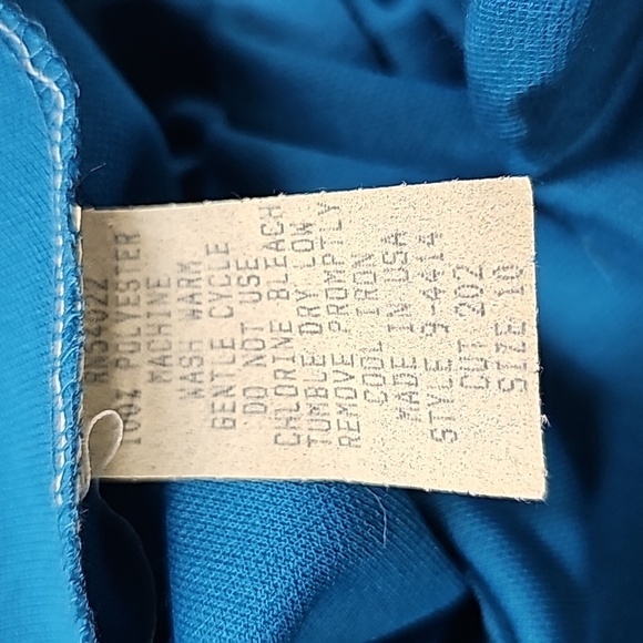 Vtg 80's Sabino Blue Belted Midi Dress, Knit, Ruched Mock Neck, Pockets, SZ 10, - Picture 12 of 13